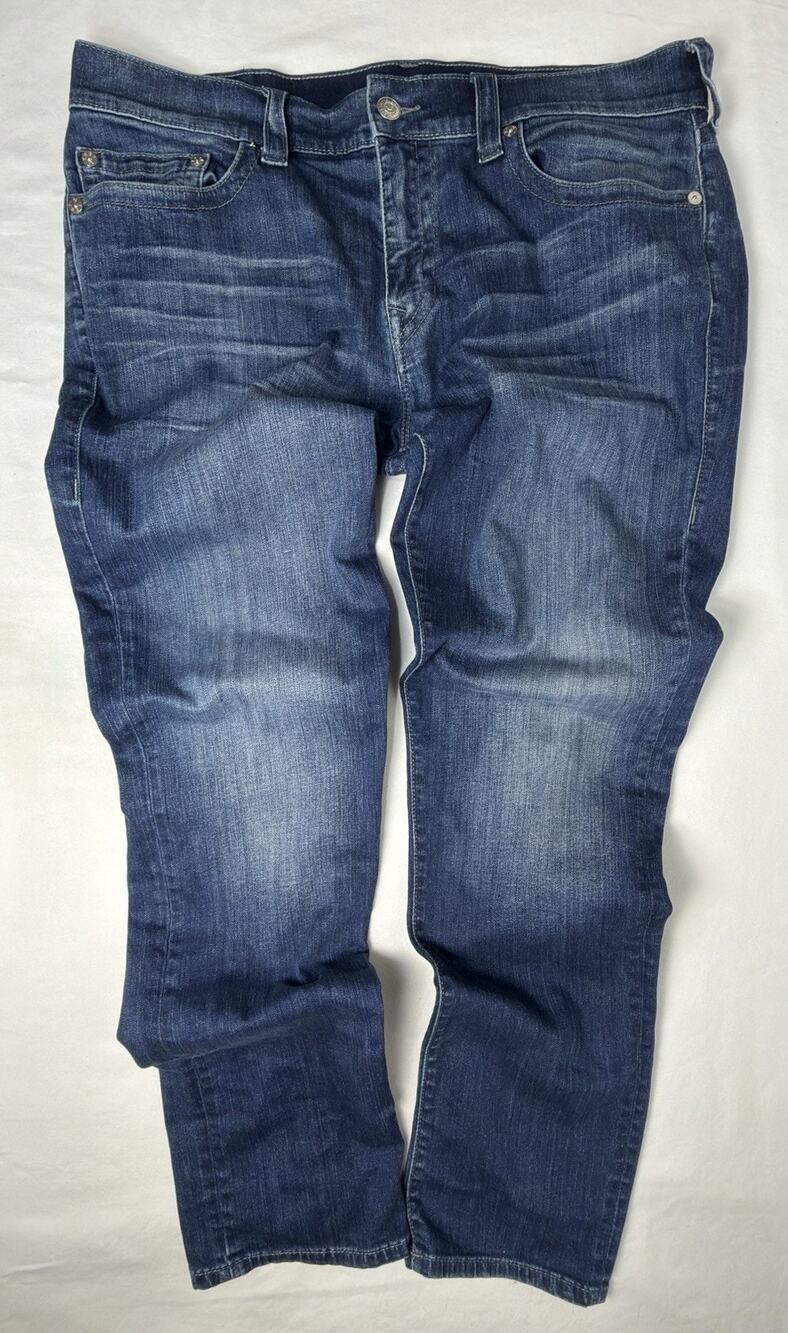 True Religion Geno Relaxed Slim Mens Jeans Size 38 World Tour Blue Denim